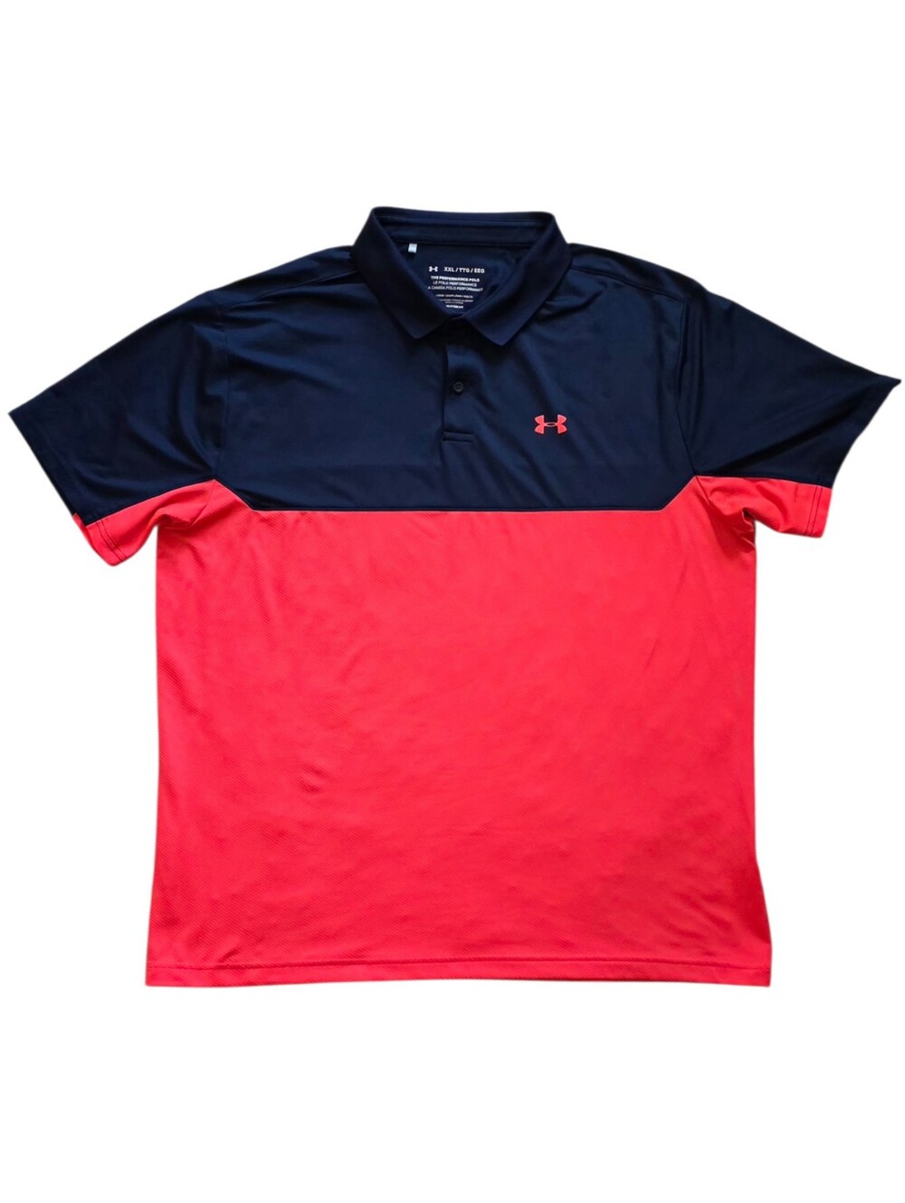 Under Armour 2XL Navy Pink Colorblock Short Sleeve Performance Polo XXL Golf - Picture 1 of 7